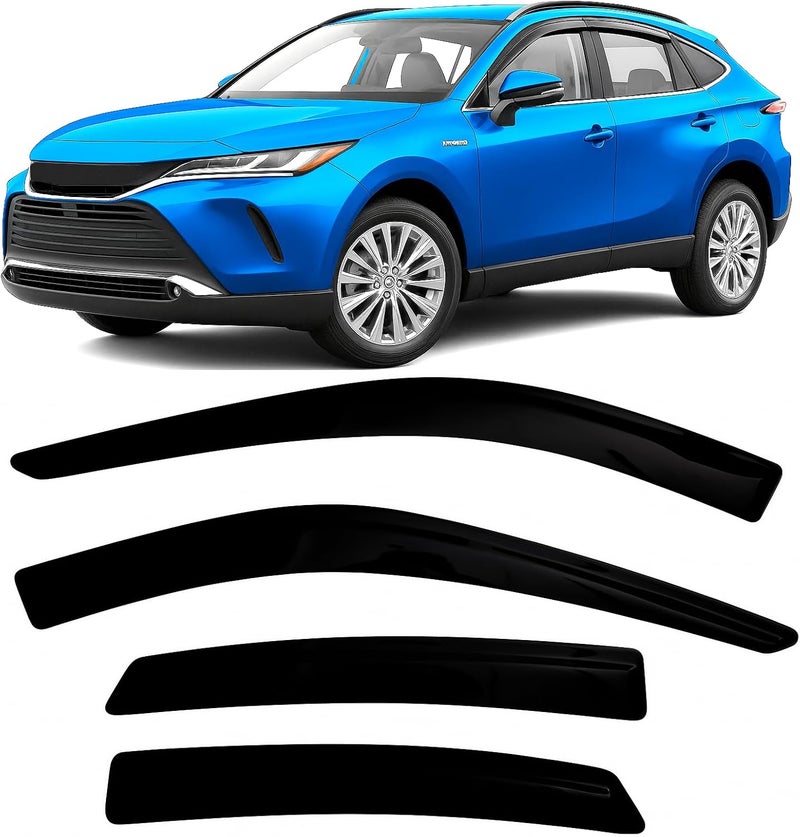 Optimal Co 2021-2024 Tape-on Rain Guards for Toyota Venza Side Window Deflector Visors LE Nightshade Limited Durable Tinted Vent Shade 2022 2023 - Image 1